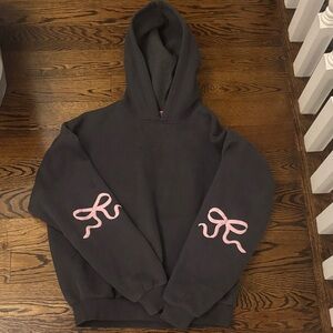 Edikted Black/Gray Hoodie with Pink Bow Accents